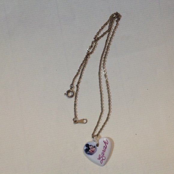 **Sale** Vintage Porcelain Heart Pendant With Name Sarah - Picture 1 of 2